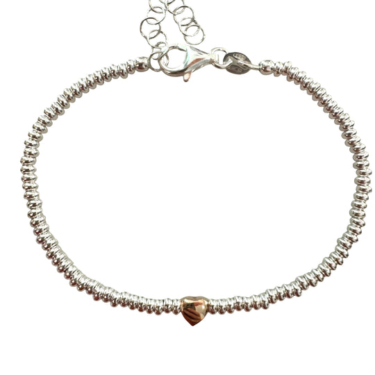 BRACCIALE PEPITE E CUORE ROSA