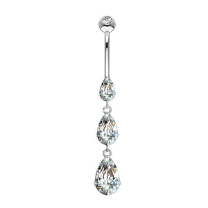 PIERCING OMBELICO CON CRISTALLI  PENDENTI