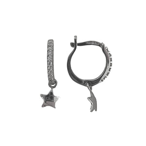 ORECCHINI CERCHI CON CHARM STELLA ORO BIANCO