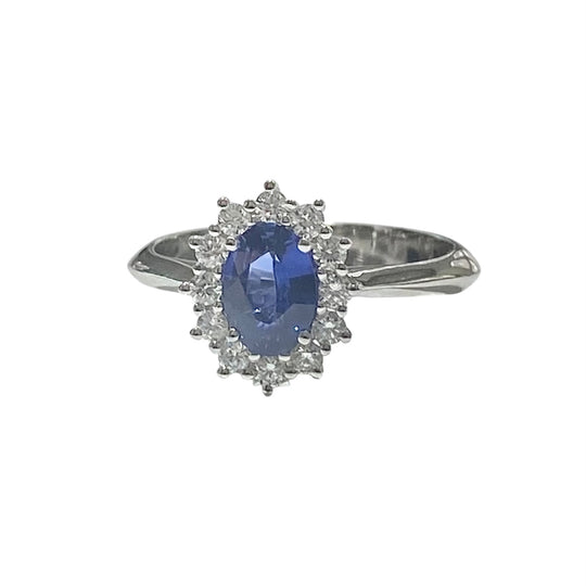 ANELLO ZAFFIRO E DIAMANTI FIORE