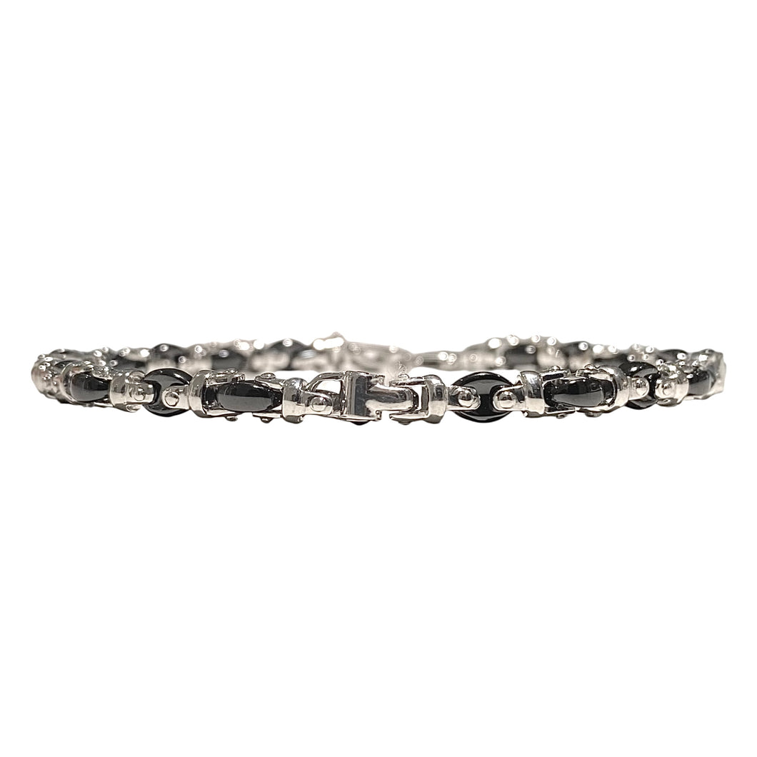 BRACCIALE IN ARGENTO E CERAMICA STONDATO