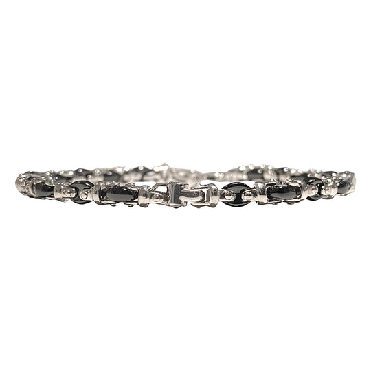 BRACCIALE IN ARGENTO E CERAMICA STONDATO
