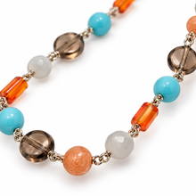 Carica l'immagine nel visualizzatore di Gallery, COLLANA TURCHESE, PIETRA DI LUNA ,CORNIOLA, QUARZO E OPALE
