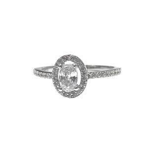 ANELLO SOLITARIO OVALE E ZIRCONI