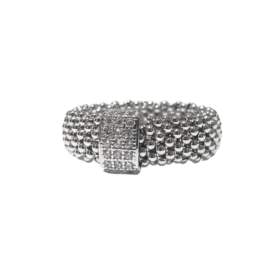 ANELLO A MAGLIA CON TRE FILE DI ZIRCONI