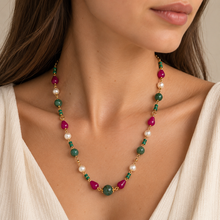 Carica l'immagine nel visualizzatore di Gallery, COLLANA AGATA, MALCHITE E PERLE
