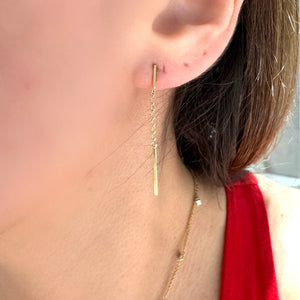 ORECCHINI MINI BARRA PENDENTE