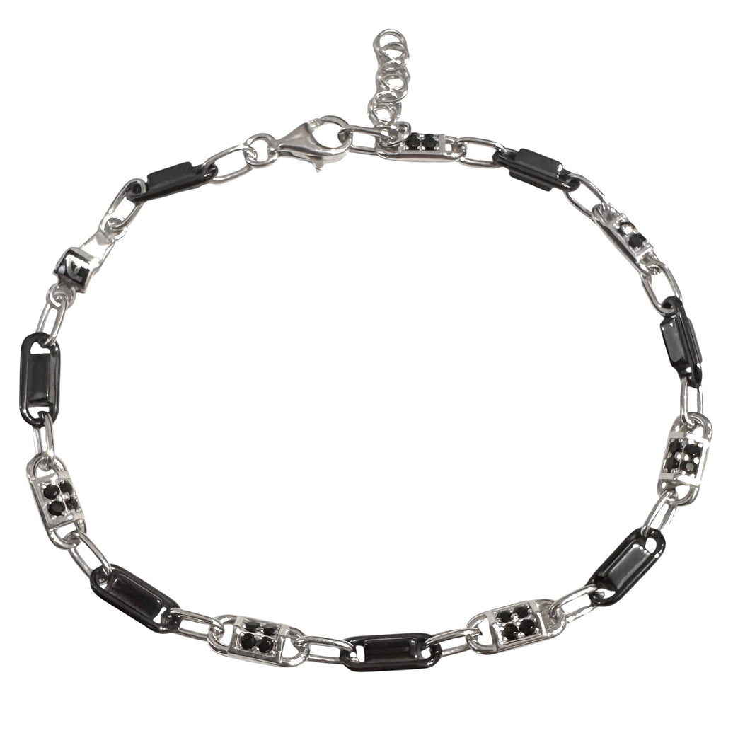 BRACCIALE IN ARGENTO BRUNITO CON PIETRE NERE
