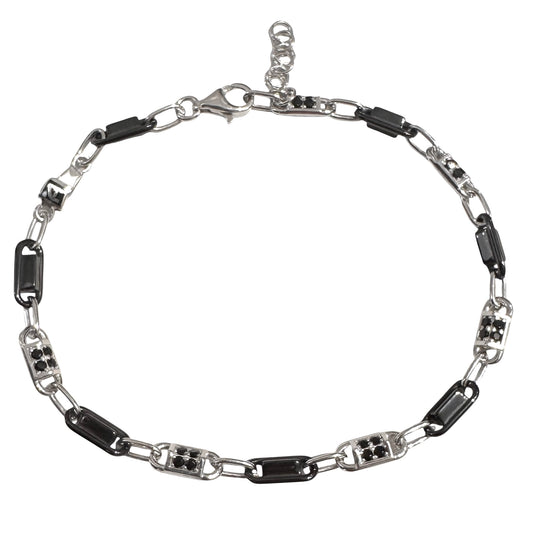 BRACCIALE IN ARGENTO BRUNITO CON PIETRE NERE