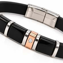 Carica l'immagine nel visualizzatore di Gallery, BRACCIALE BLACK AND ROSE IN ACCIAIO
