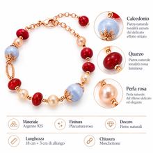 Carica l'immagine nel visualizzatore di Gallery, BRACCIALE CALCEDONIO,QUARZO E PERLA ROSA

