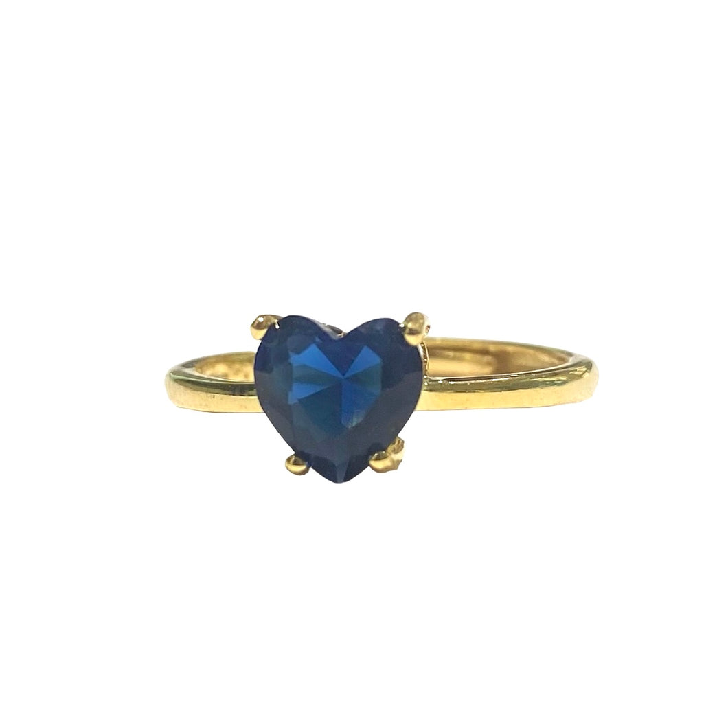 ANELLO CUORE BLU DORATO