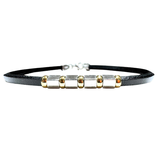 BRACCIALE CUBETTI E CUOIO