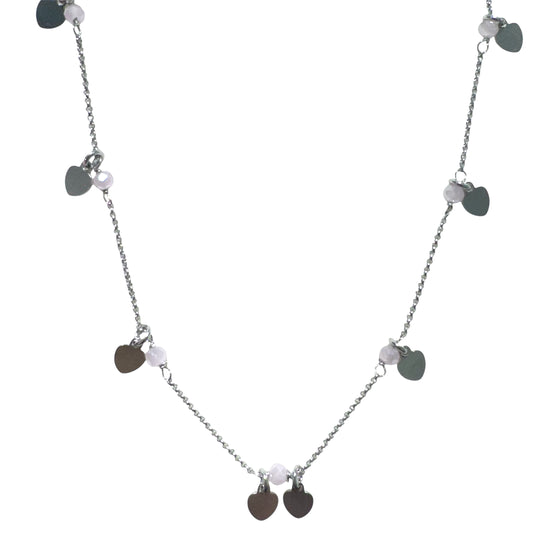 COLLANA CUORI E CRISTALLI ROSA