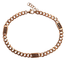 Carica l&#39;immagine nel visualizzatore di Gallery, BRACCIALE IN ARGENTO A CATENA ROSATA CON ZIRCONI
