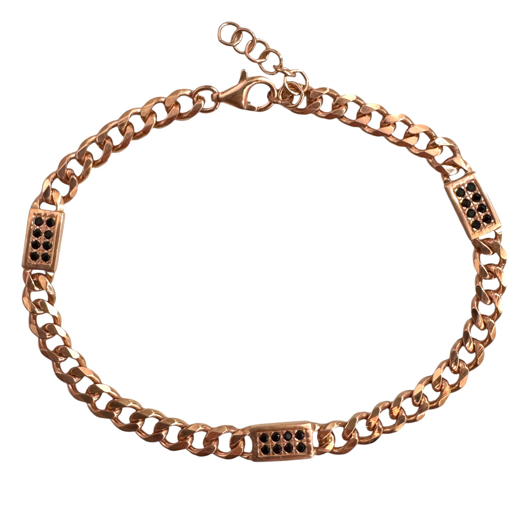 BRACCIALE IN ARGENTO A CATENA ROSATA CON ZIRCONI