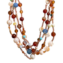 Carica l'immagine nel visualizzatore di Gallery, COLLANA PERLE,CORNIOLA E AGATA MULTICOLOR

