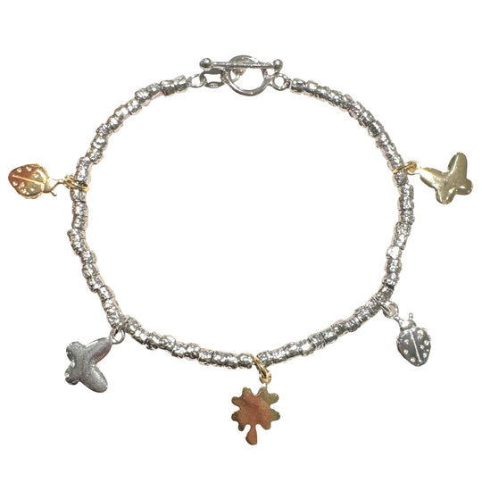 BRACCIALE DADINI E CIONDOLI DORATI