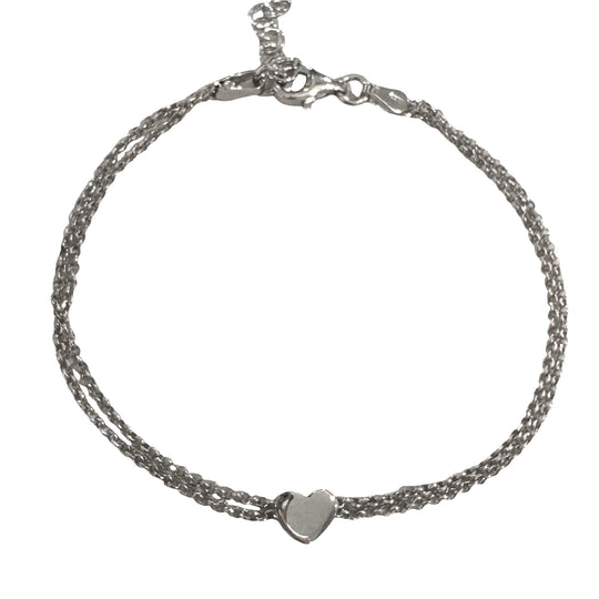 BRACCIALE DOPPIA CATENA E CUORE