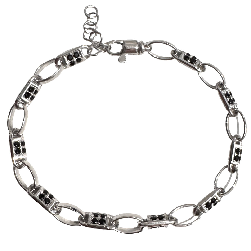 BRACCIALE IN ARGENTO CON PIETRE NERE
