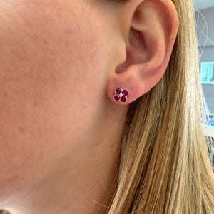 ORECCHINI FIORE CON ZIRCONI FUCSIA