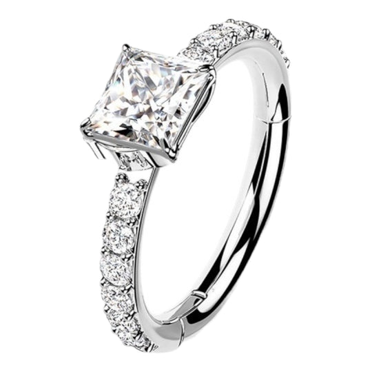 ORECCHINO PIERCING CON CRISTALLO QUADRATO