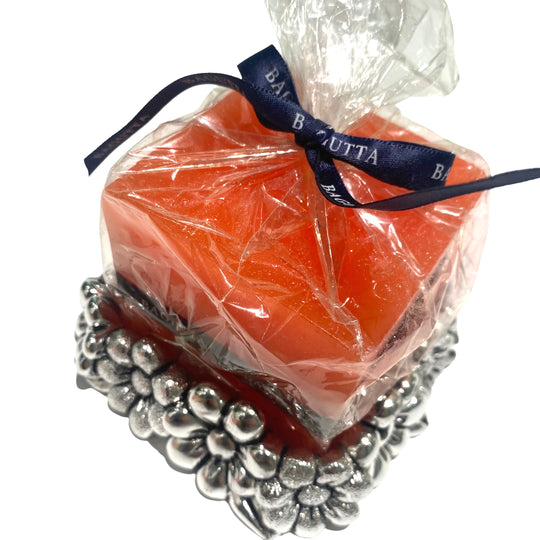 CANDELA ARANCIO CON BASE ARGENTATA