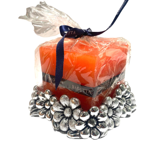 CANDELA ARANCIO CON BASE ARGENTATA