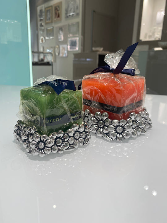 CANDELA VERDE CON BASE ARGENTATA