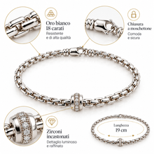 Carica l'immagine nel visualizzatore di Gallery, Bracciale in oro bianco 18 carati con zirconi - caratteristiche
