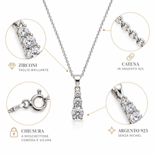 Carica l'immagine nel visualizzatore di Gallery, Collana ASTRA caratteristiche argento 925 rodiato e tre zirconi
