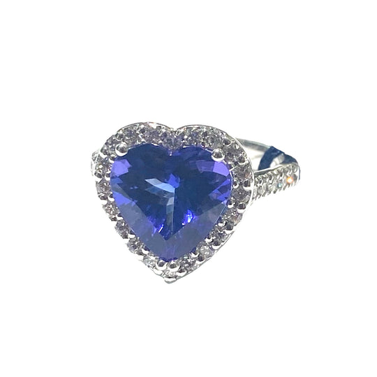 ANELLO CUORE TANZANITE E DIAMANTI