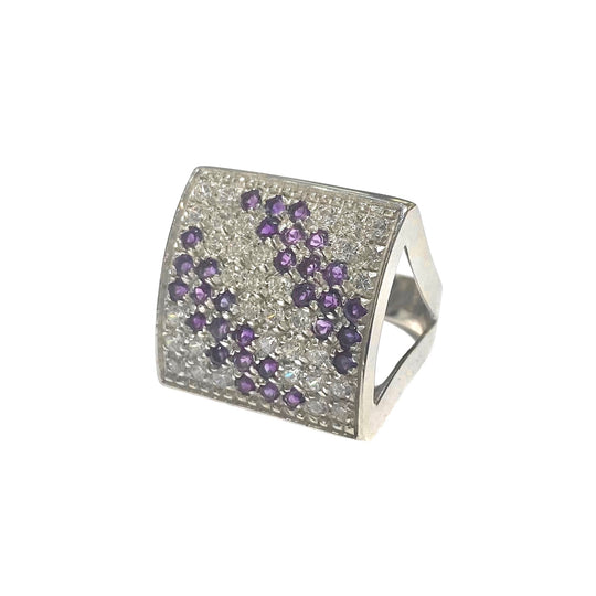 ANELLO RETTANGOLARE CON AMETISTE