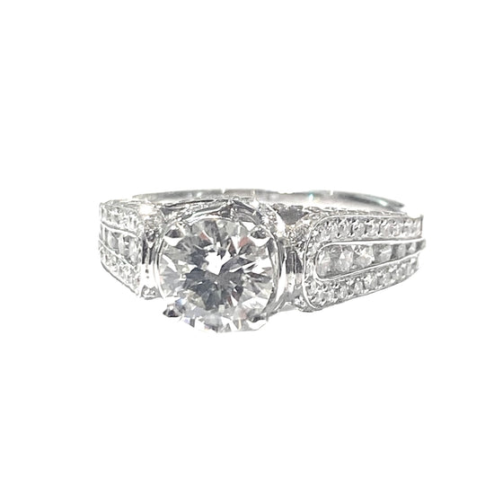 ANELLO SOLITARIO PAVÉ SUL GAMBO