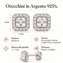 Carica l'immagine nel visualizzatore di Gallery, ORECCHINI PUNTO LUCE MULTIPIETRA QUADRATO
