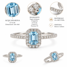 Carica l'immagine nel visualizzatore di Gallery, ANELLO ACQUAMARINA e DIAMANTI
