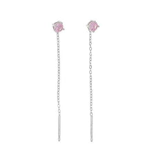Carica l&#39;immagine nel visualizzatore di Gallery, ORECCHINI A FILO CON ZIRCONE ROSA
