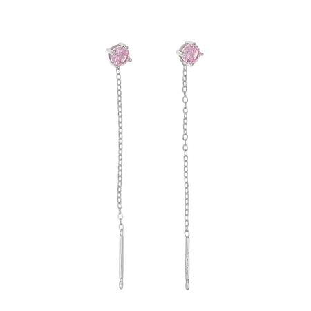 ORECCHINI A FILO CON ZIRCONE ROSA