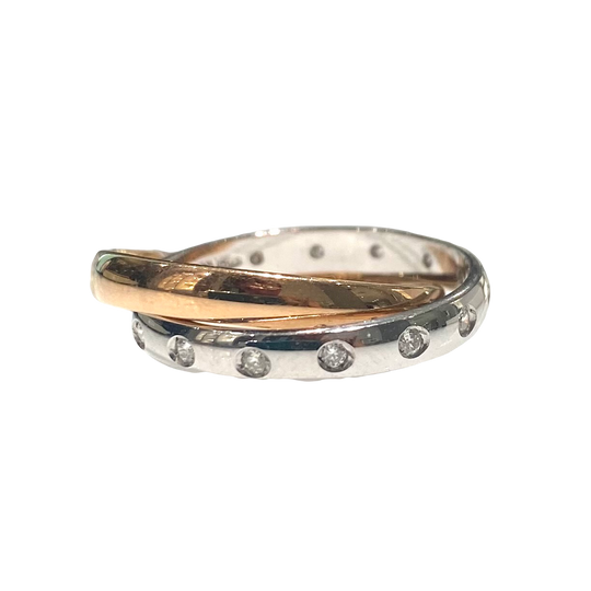 FEDINE INTRECCIATE IN ORO ROSA E BIANCO CON DIAMANTI