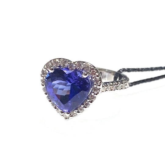 ANELLO CUORE TANZANITE E DIAMANTI