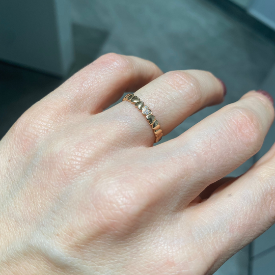 ANELLO CUORE CON DIAMANTI IN ORO ROSA