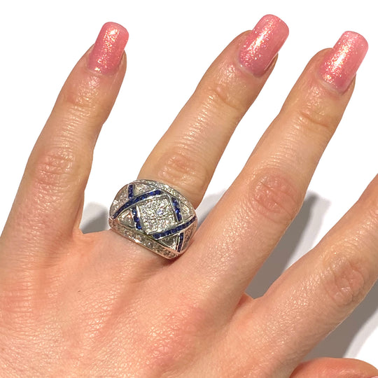 ANELLO FASCIA ZIRCONI BLU