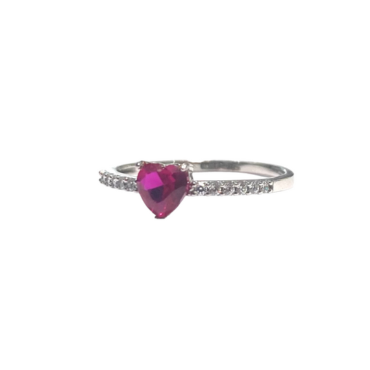 ANELLO CUORE FUCSIA IN ORO
