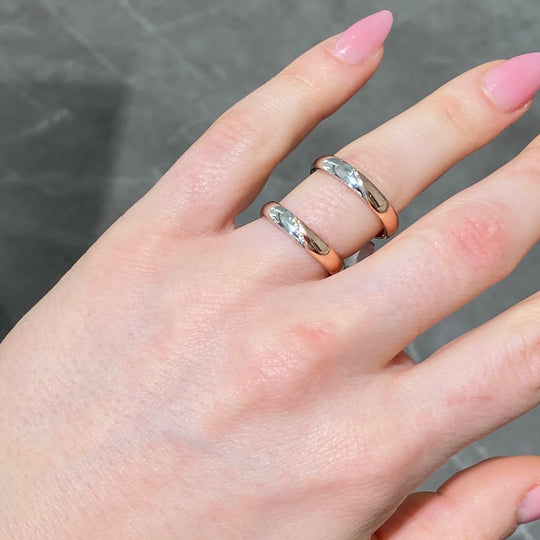 FEDE BICOLOR ORO ROSA E BIANCO CON DIAMANTI 4MM