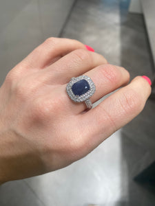 ANELLO ZIRCONI E ZAFFIRO BLU