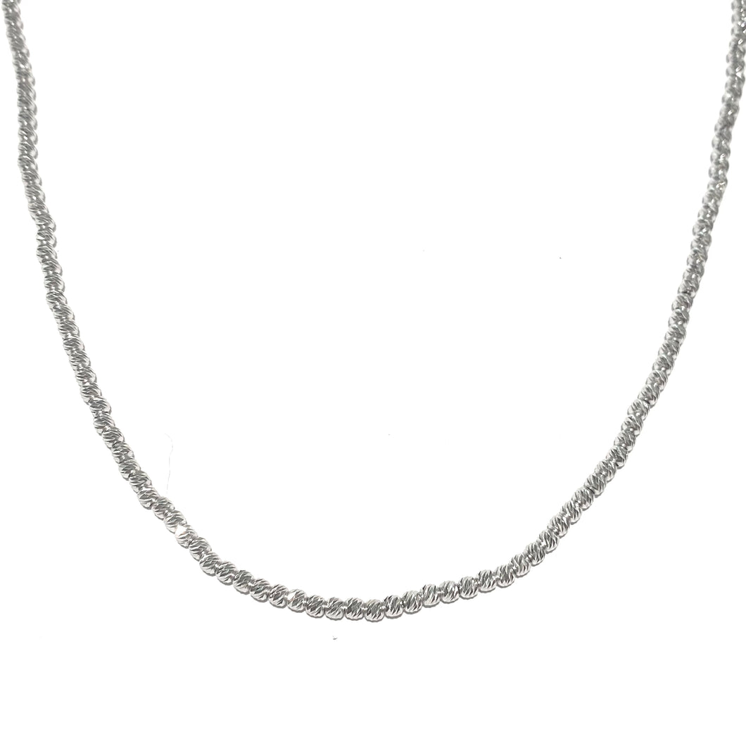 CATENA PALLINO DIAMANTATO ORO BIANCO