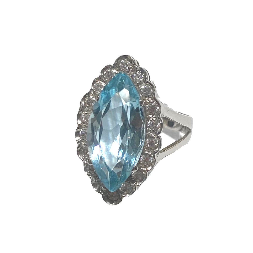 ANELLO TOPAZIO AZZURRO MAQUISE