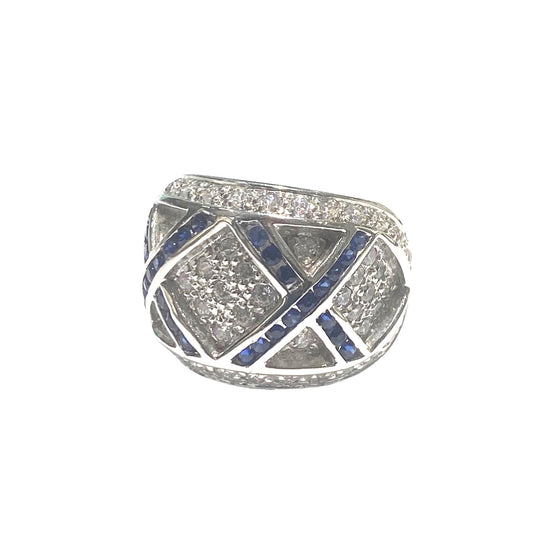 ANELLO FASCIA ZIRCONI BLU