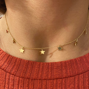 COLLANA STELLINE PENDENTI IN ORO GIALLO