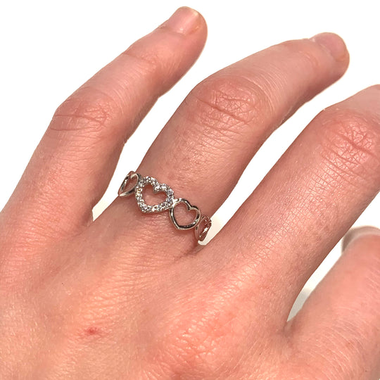 ANELLO CUORI IN ORO BIANCO